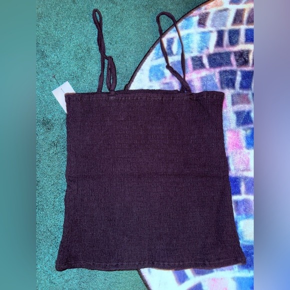 Mono B Black Cotton Crop Top with Straps - Size Medium - Picture 3 of 4